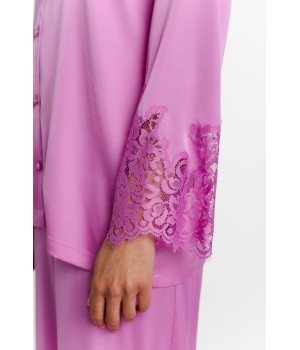Pijama satén beige dobladillo pantalón